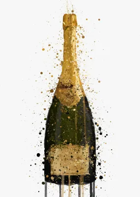 Champagne Bottle Wall Art Print 'Fool's Gold'