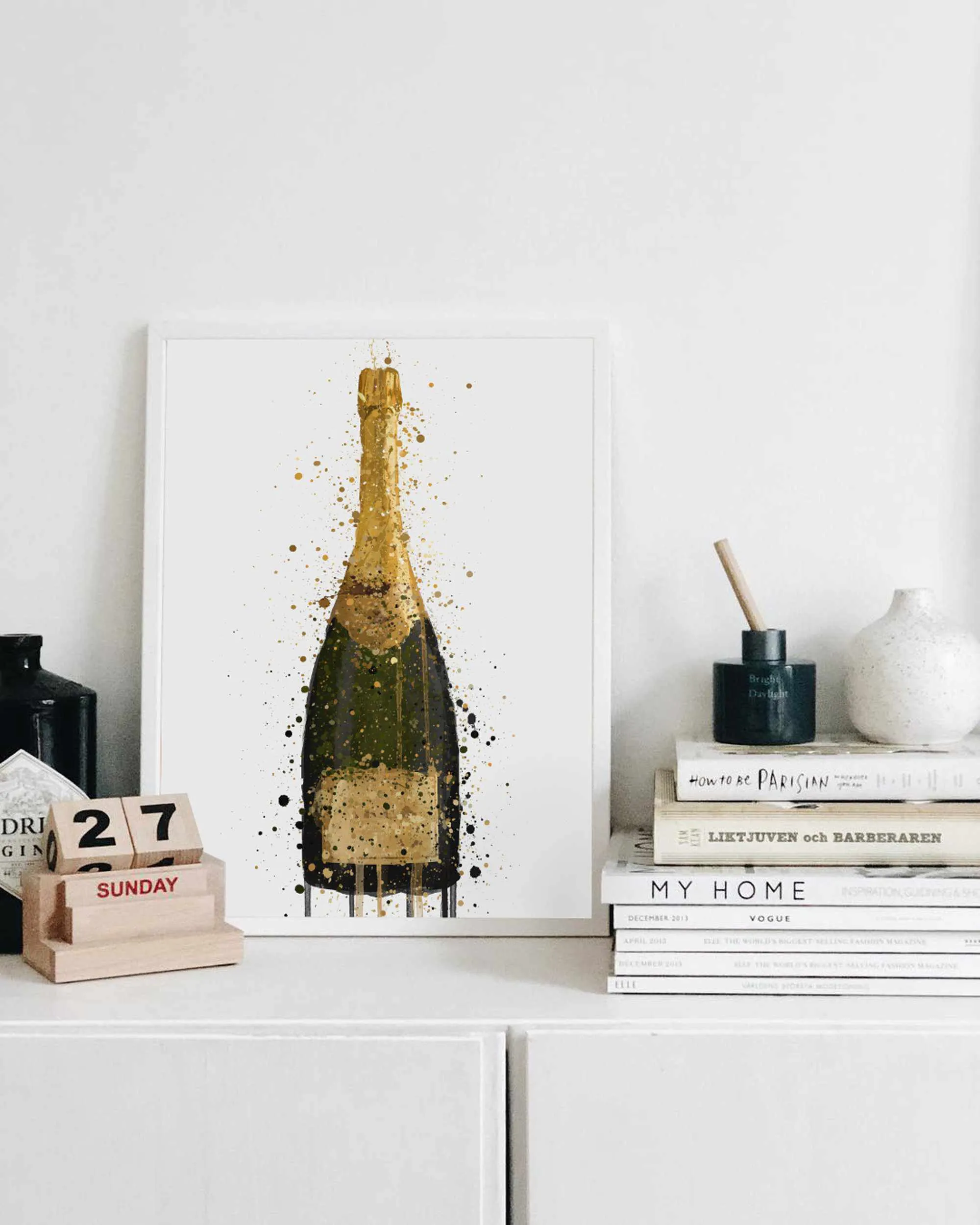 Champagne Bottle Wall Art Print 'Fool's Gold'