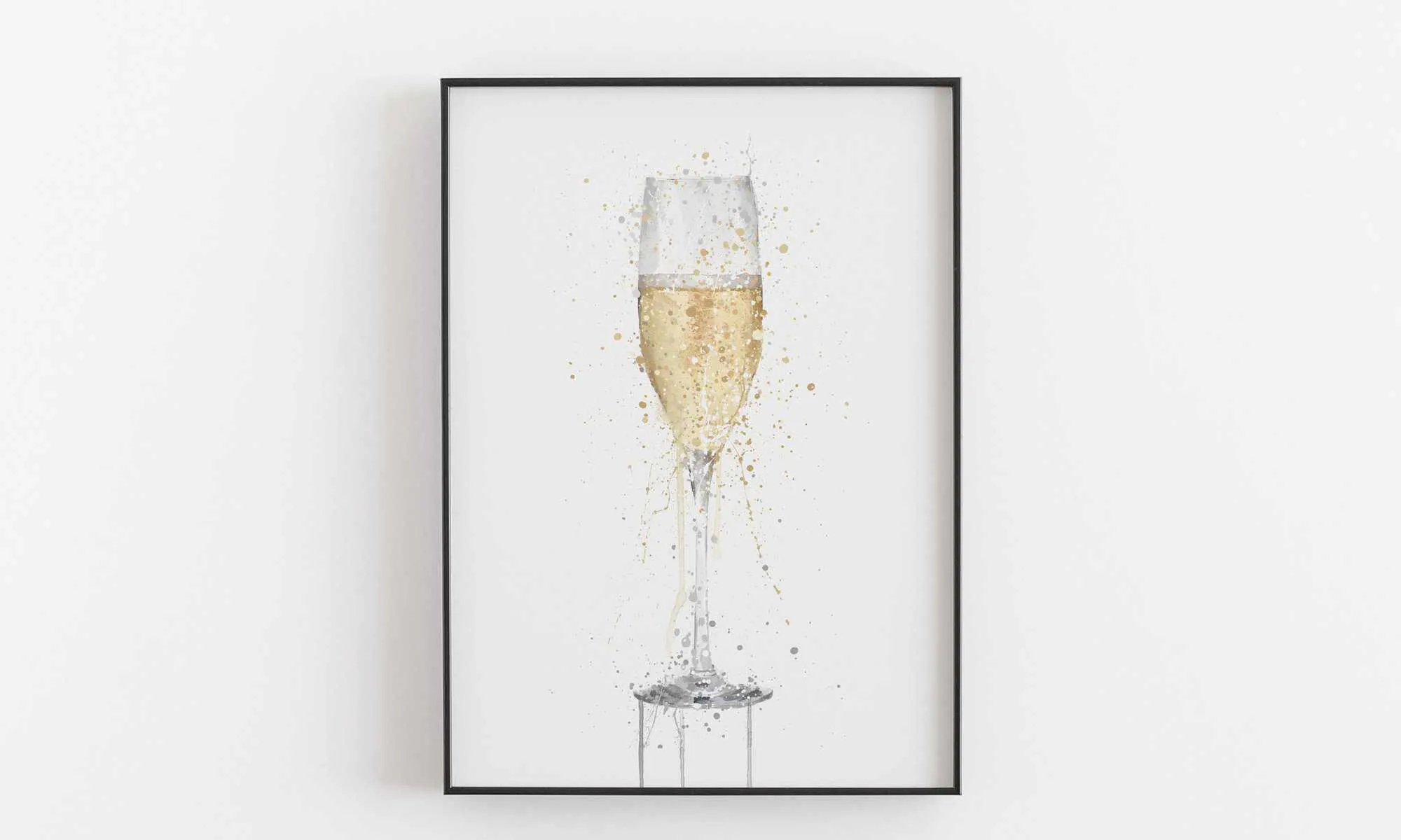 Champagne Flute 'White' Wall Art Print