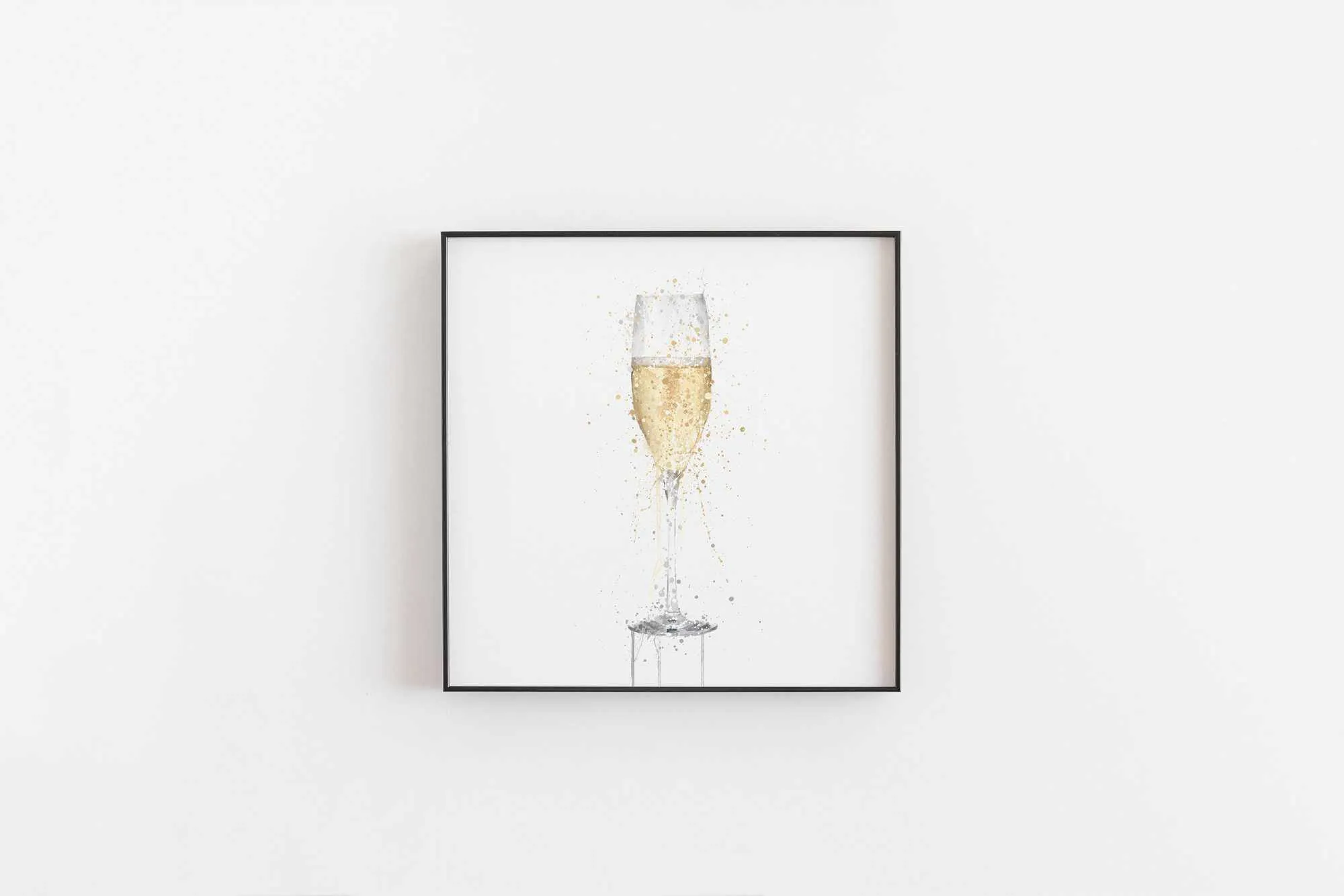 Champagne Flute 'White' Wall Art Print