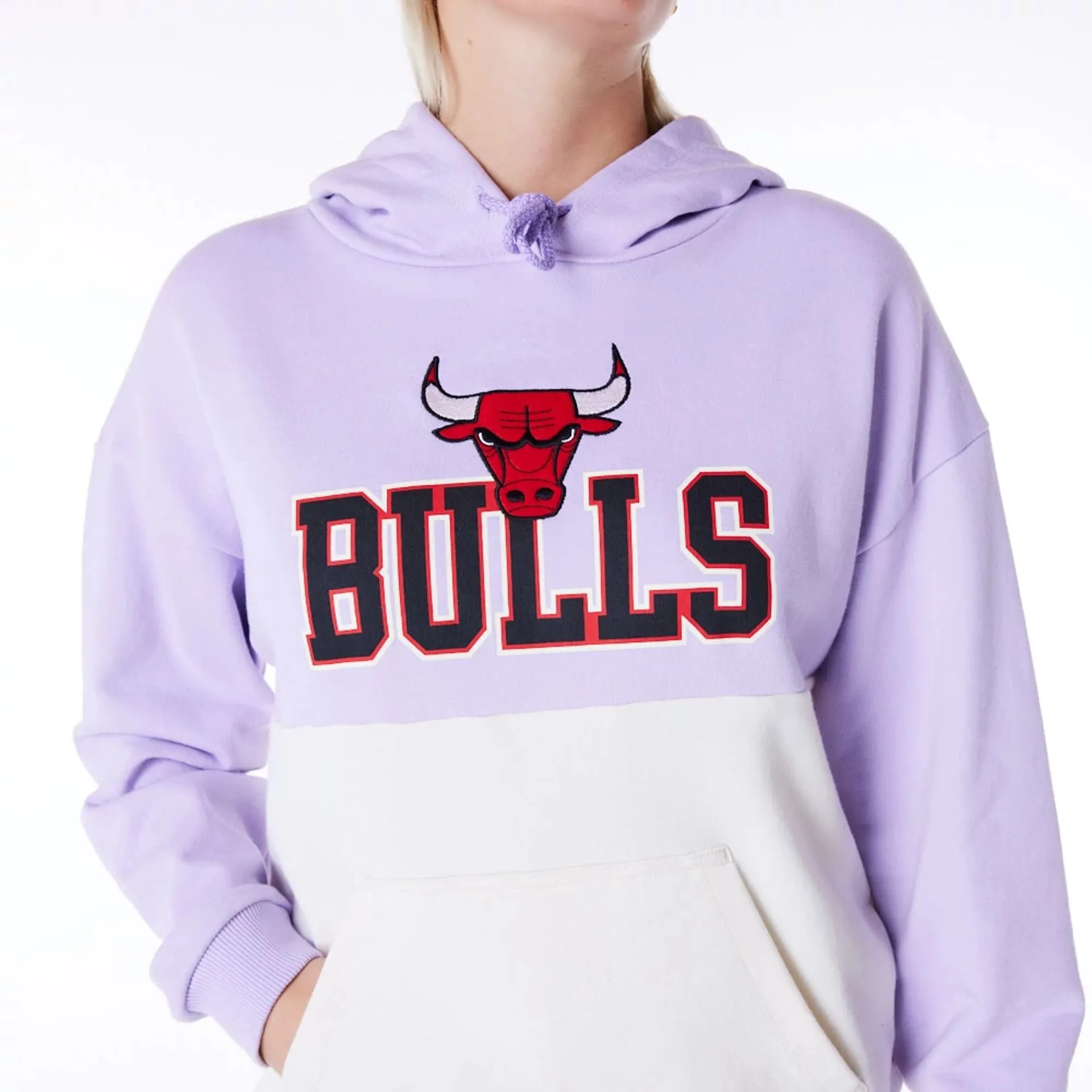 Chicago Bulls Womens NBA Pastel Purple Oversized Pullover Hoodie