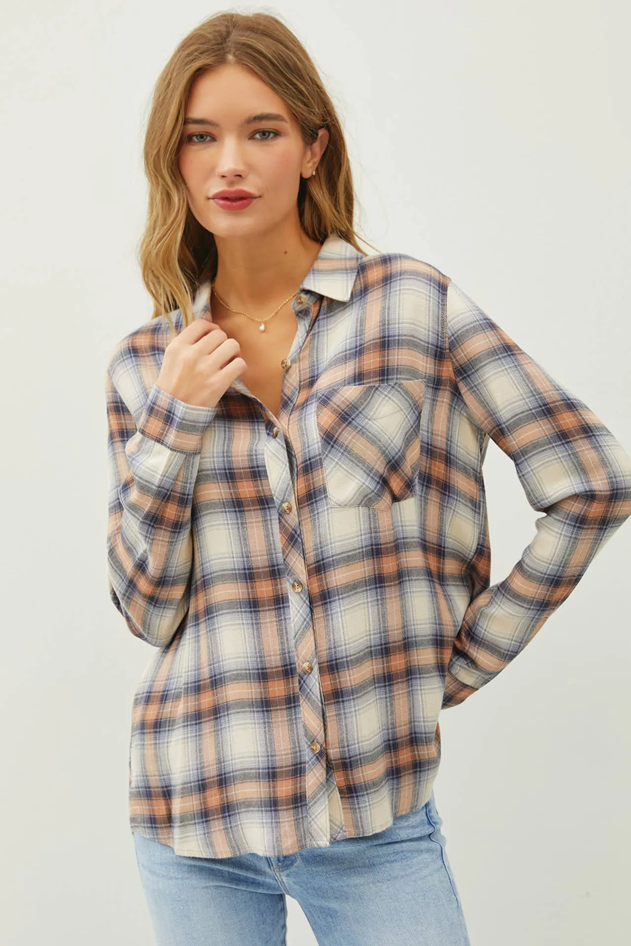 CLASSIC DENIM ORANGE FLANNEL SHIRT