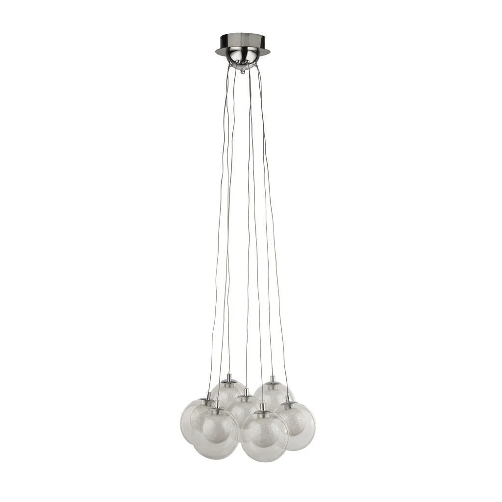 Cluster 7 Light Glass & Crystal LED Ball Ceiling Pendant