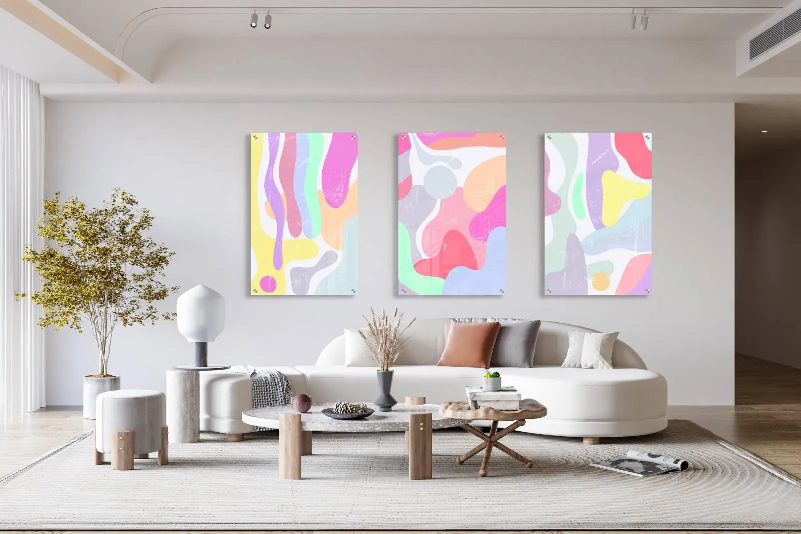 Colorful Shapes Pattern Set of 3 Prints Modern Wall Art Modern Artwork