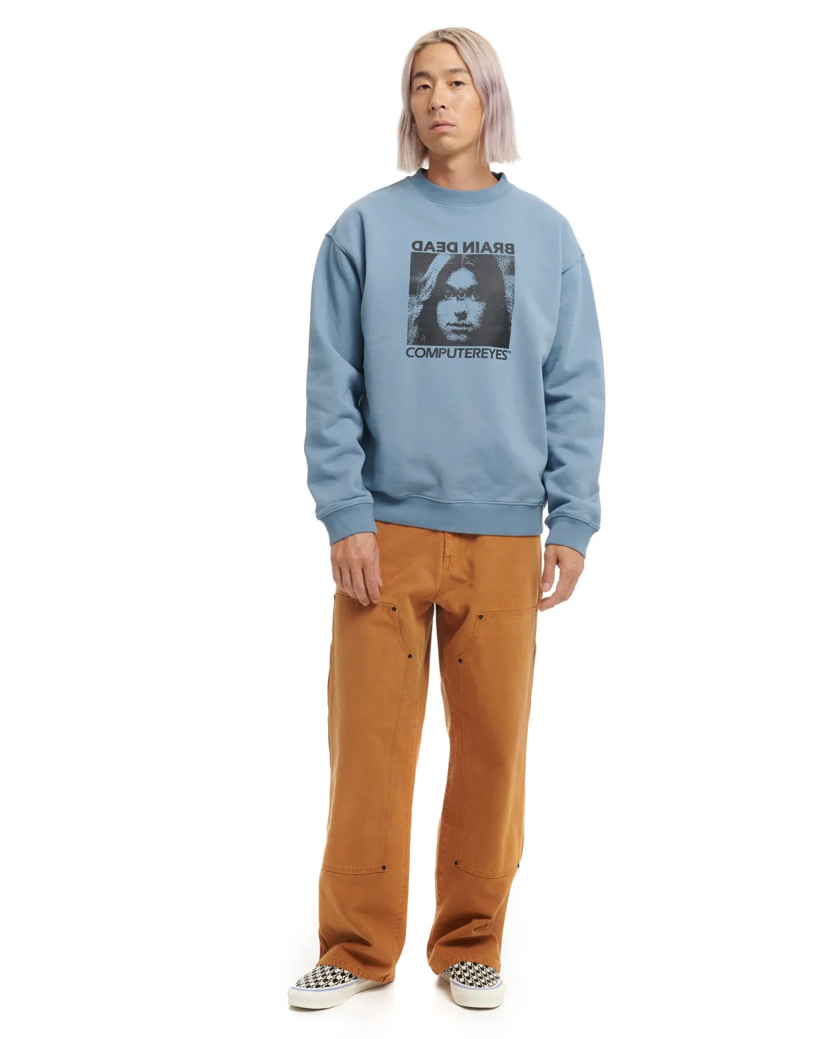 Computer Eyes Crewneck Sweatshirt - Light Blue