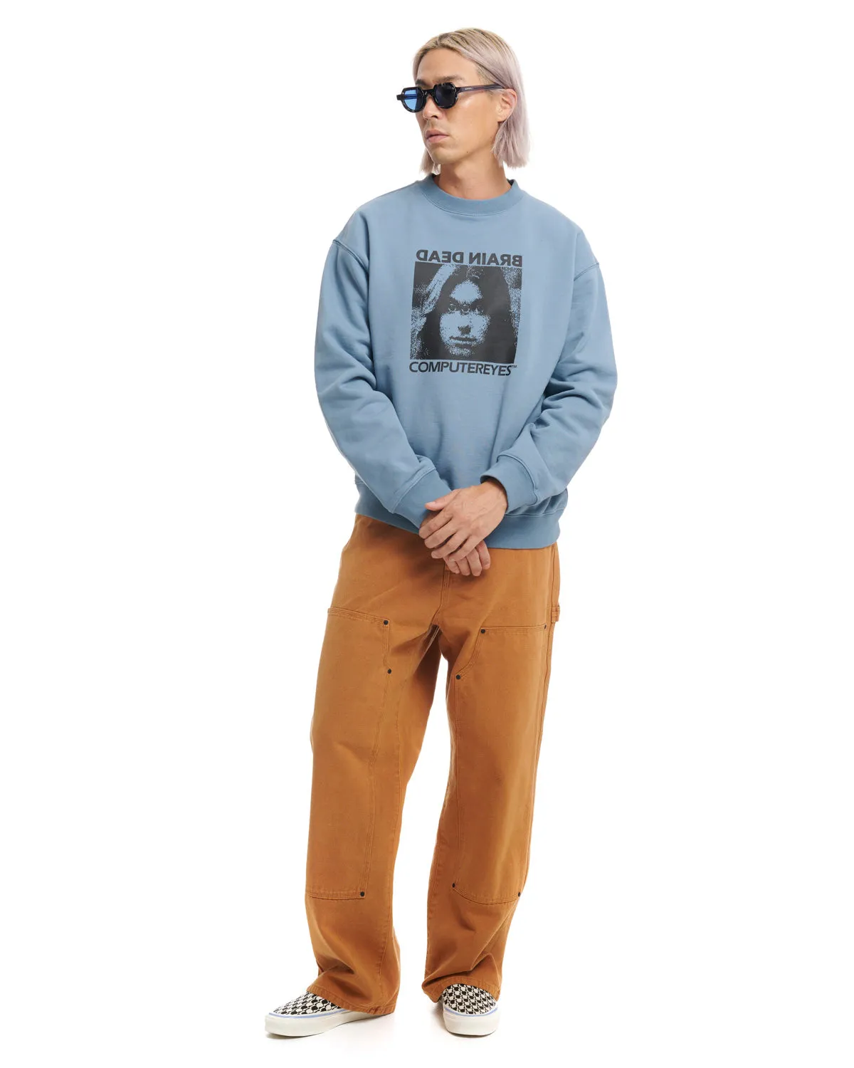 Computer Eyes Crewneck Sweatshirt - Light Blue