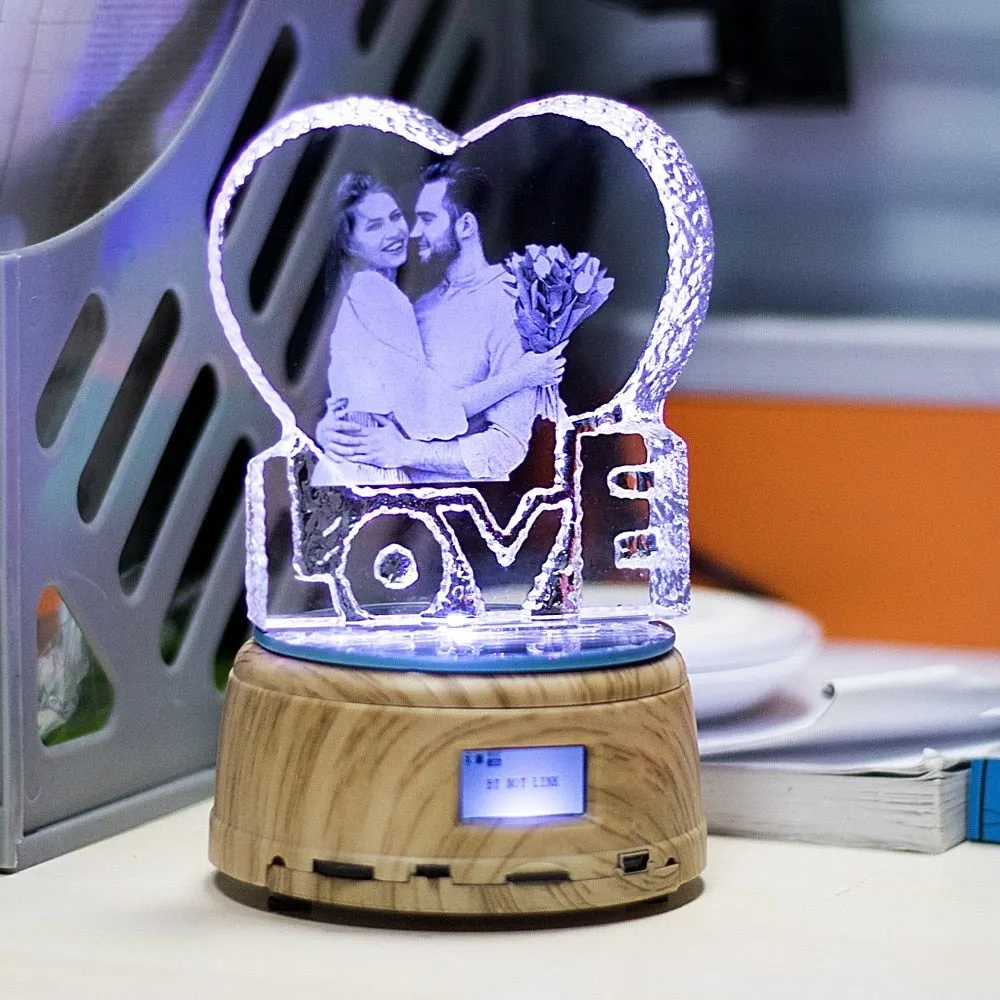 Custom 3D Crystal Photo and Text LED Display Night Light