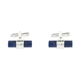 Cylindrical Cufflink Silver Blue Lapis Lazuli