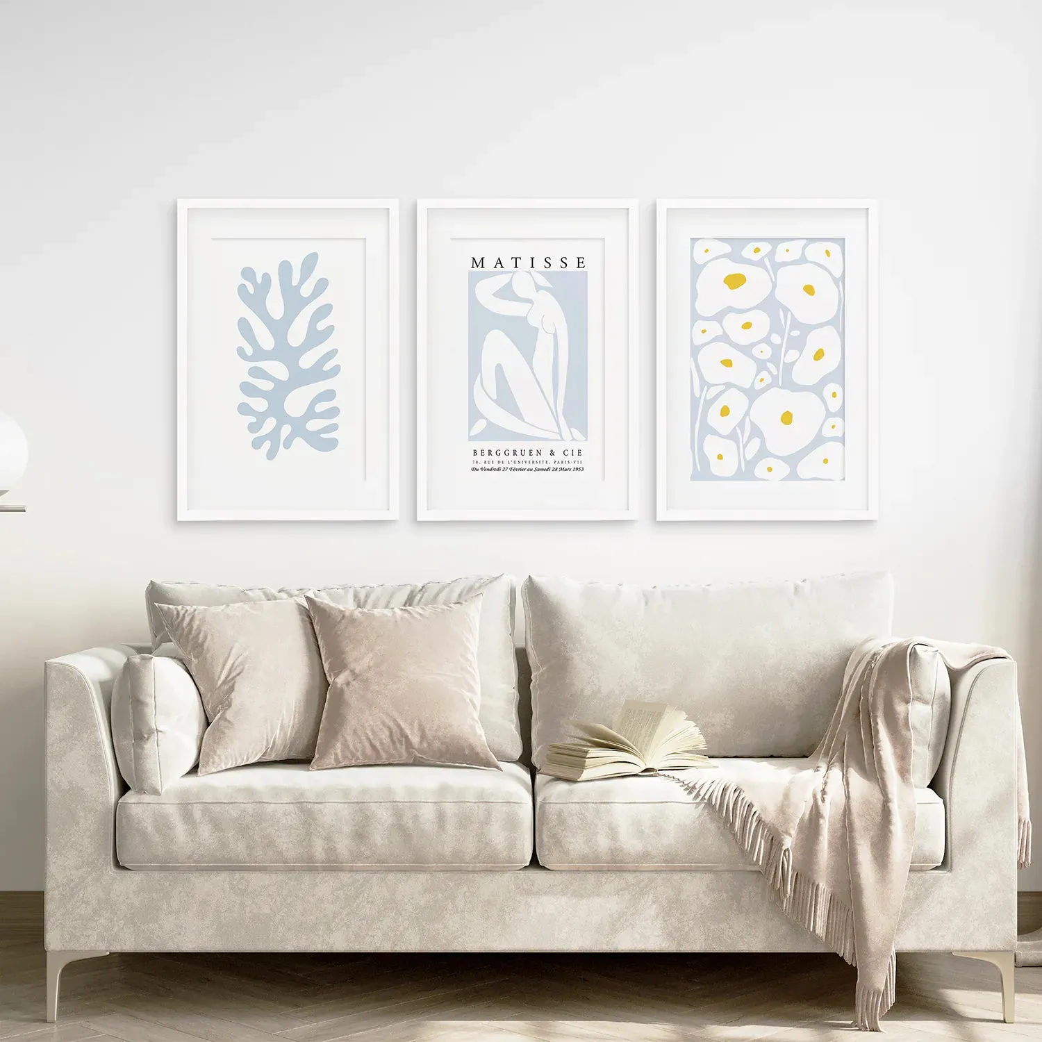 Danish Henri Matisse Inspired Set of 3 Prints. Pastel Tones