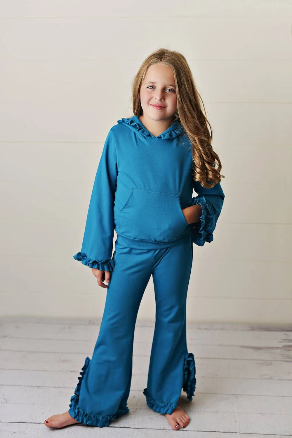 Dark Teal Hooded Ruffle Set