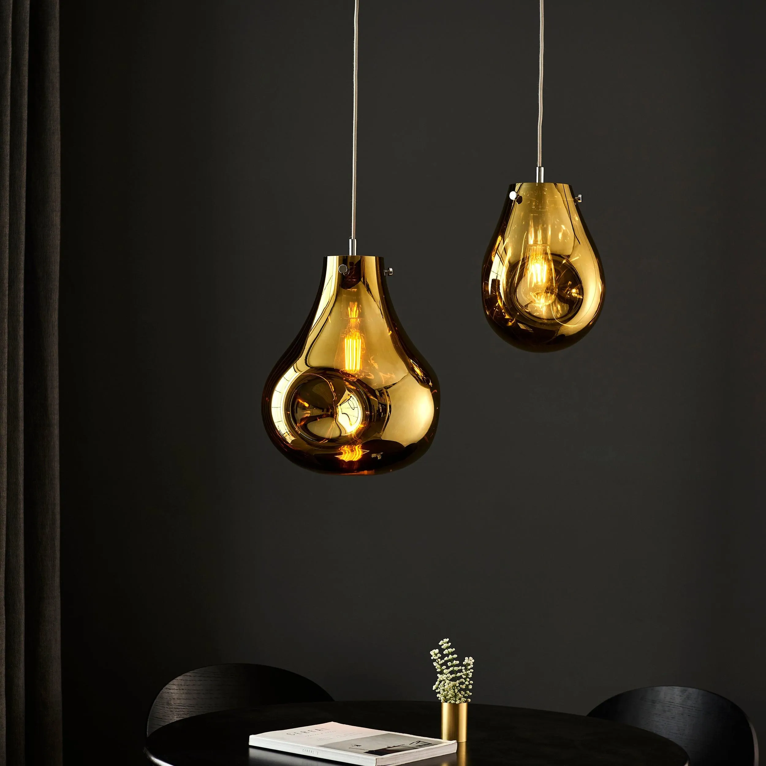 Dazzle Gold Metallic Glass & Chrome Pendant Light