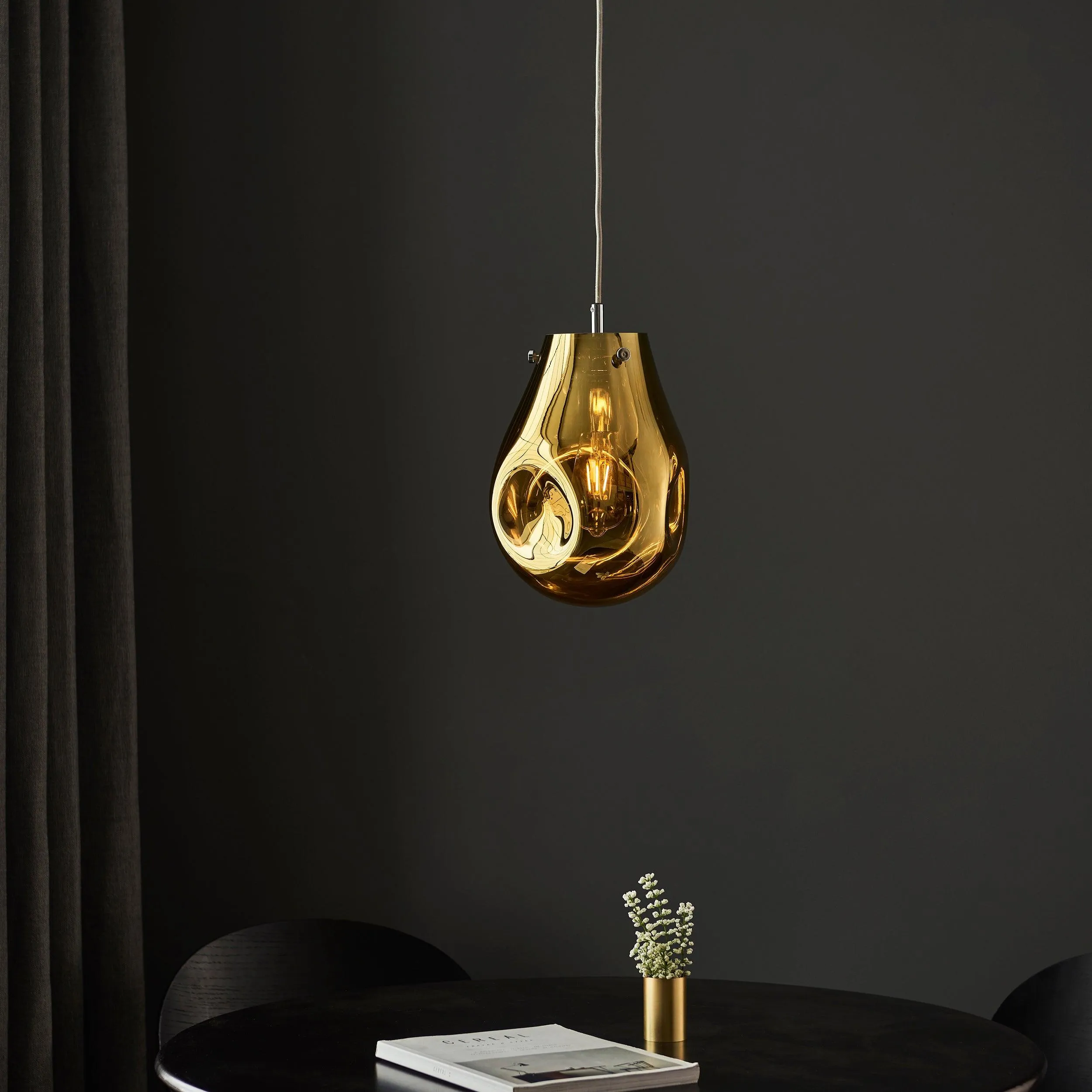 Dazzle Gold Metallic Glass & Chrome Pendant Light