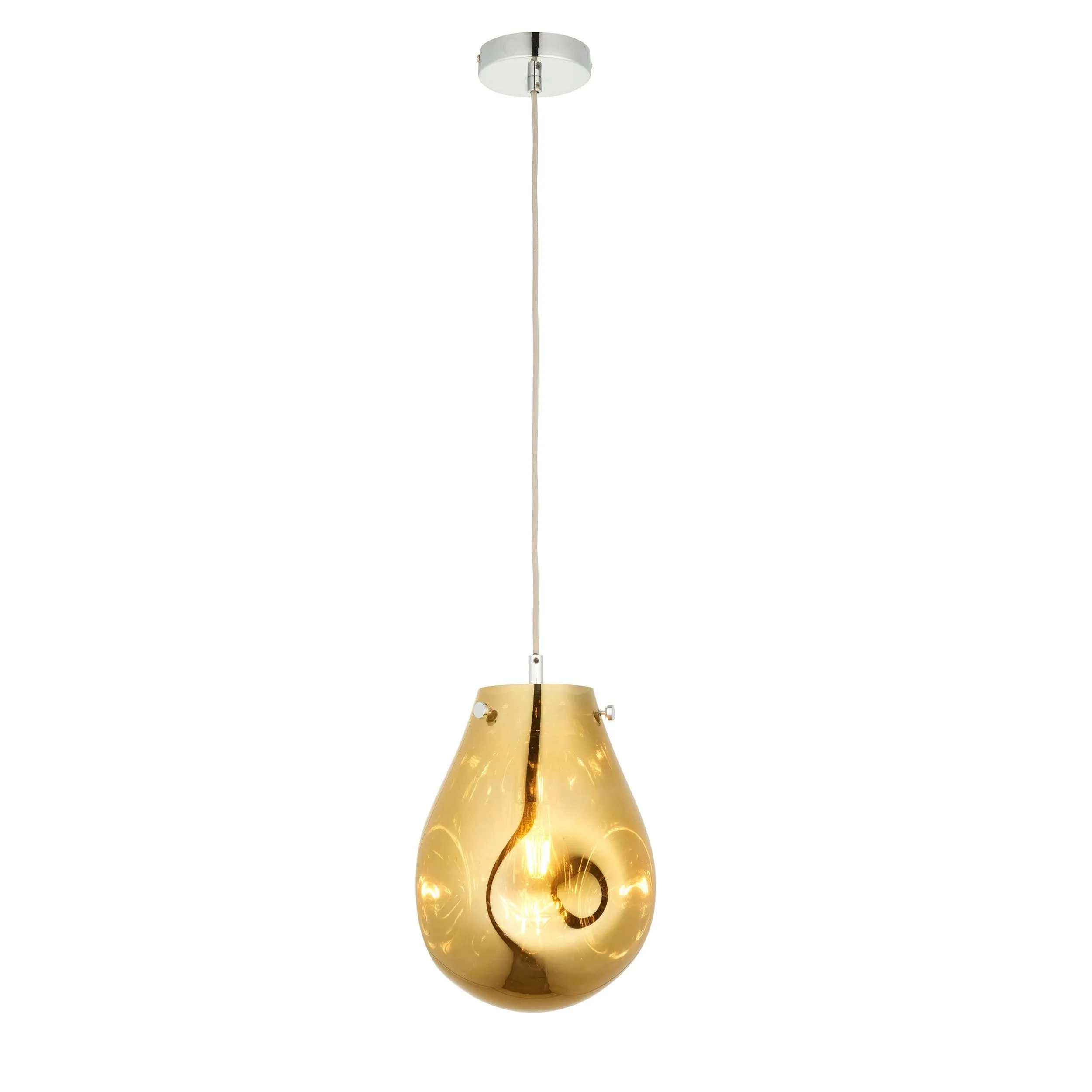 Dazzle Gold Metallic Glass & Chrome Pendant Light