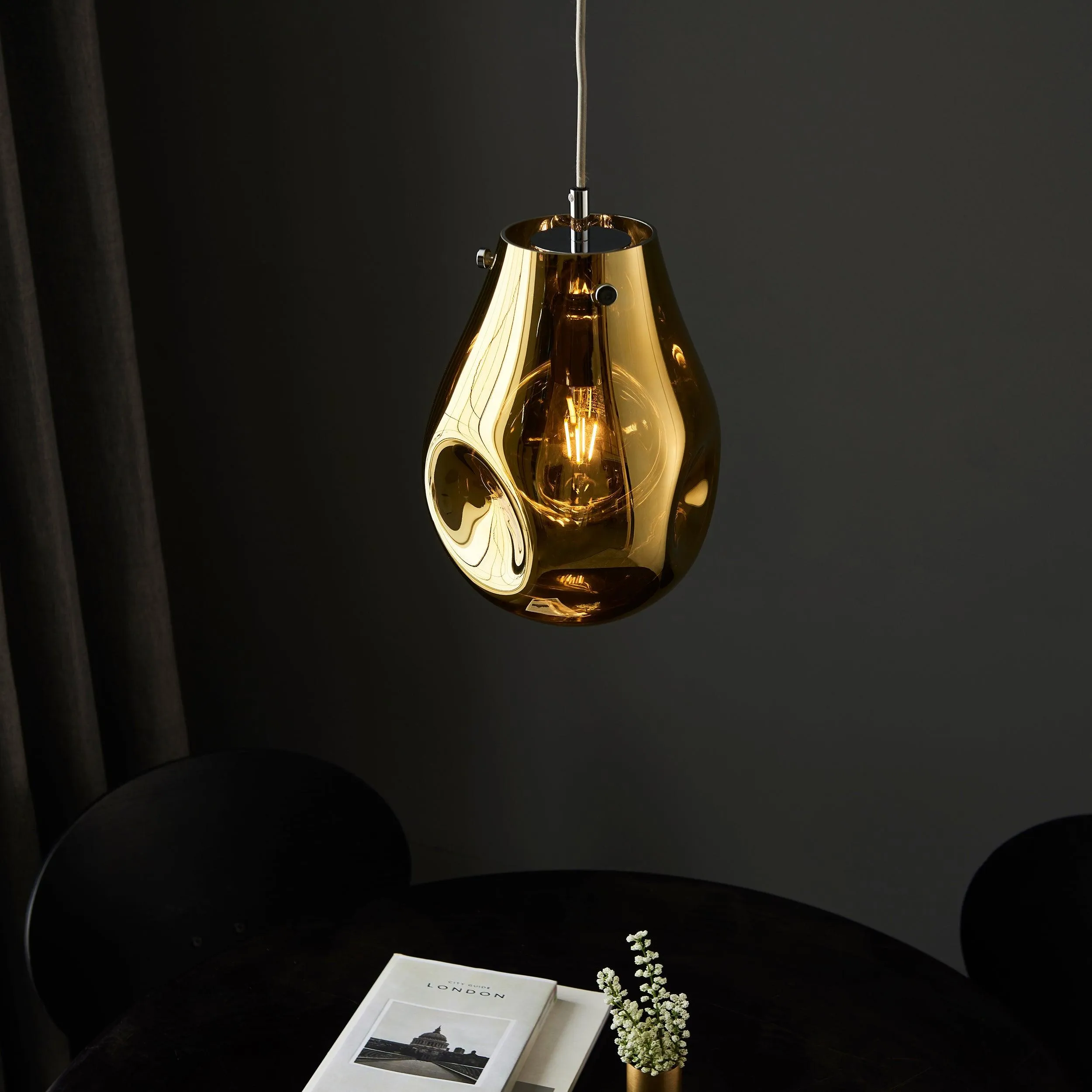 Dazzle Gold Metallic Glass & Chrome Pendant Light