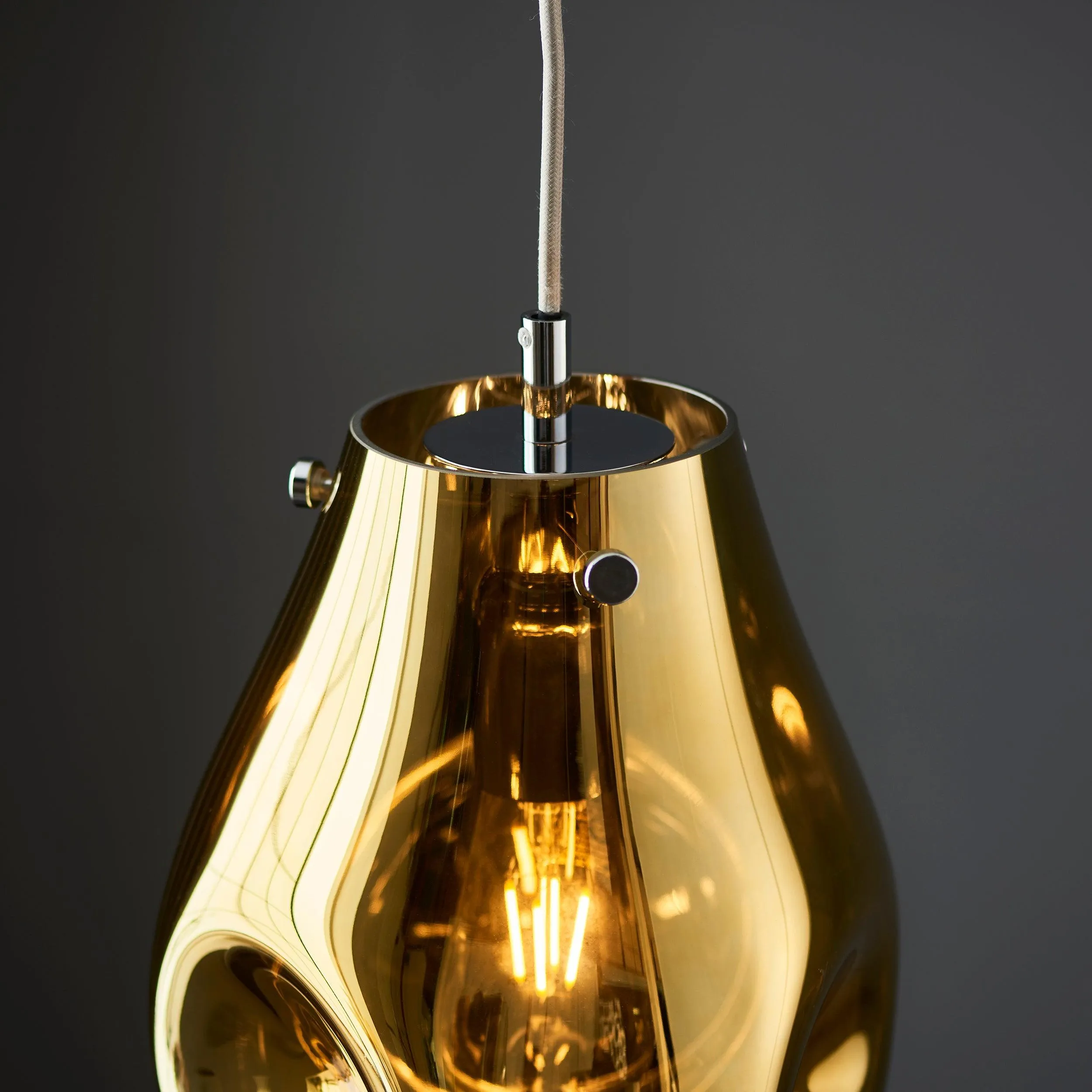 Dazzle Gold Metallic Glass & Chrome Pendant Light