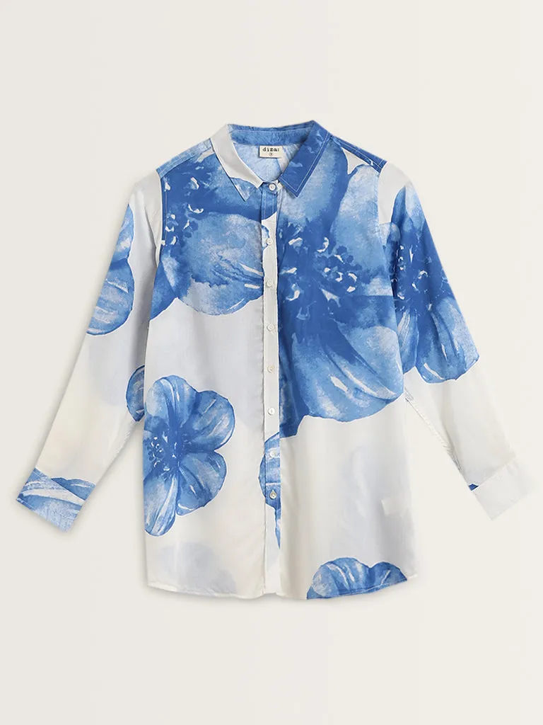 Diza Blue Floral Printed Tunic