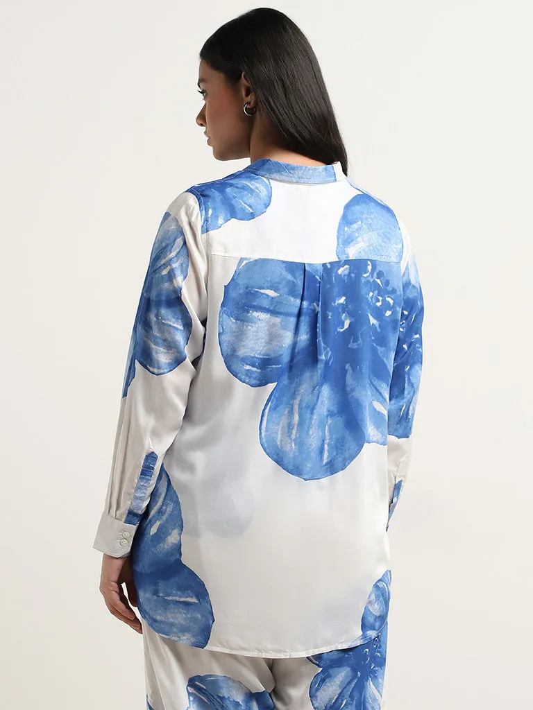 Diza Blue Floral Printed Tunic