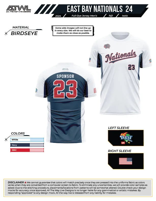 East Bay Spring 2024 Baseball Jerseys