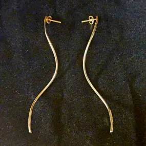 Elegant Long Wavy Gold Earrings