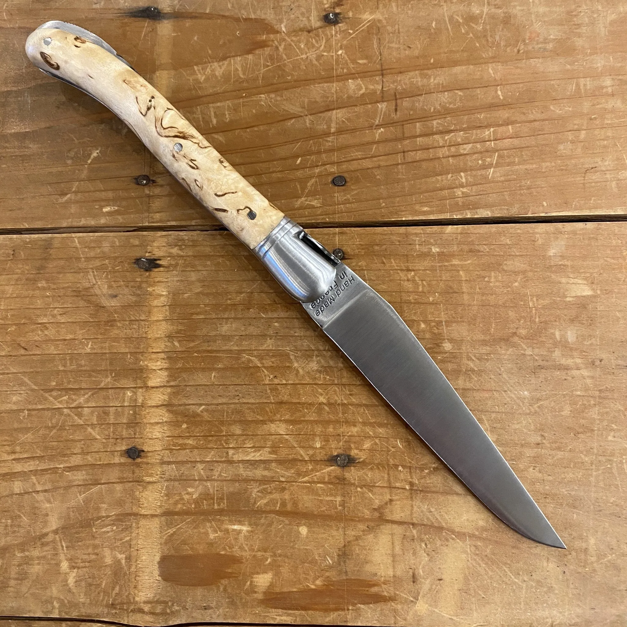 Fontenille Pataud Laguiole Nature 12cm Pocket Knife Curly Birch Lockback