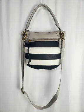 Fossil Gray & Black Leather Striped Cross-Body & Handbag