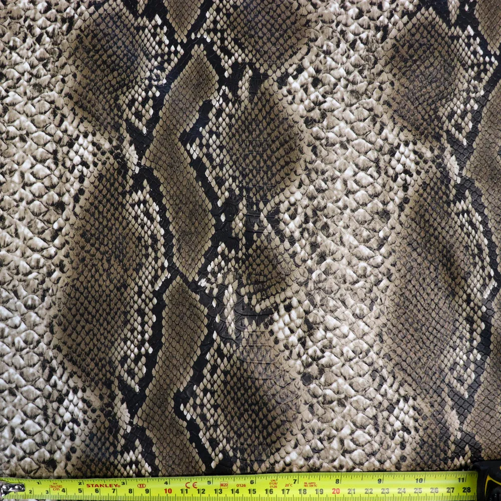 FS1157 Cobra Snake Skin Scale Texture Stretch Leather Feel PU Fabric Brown