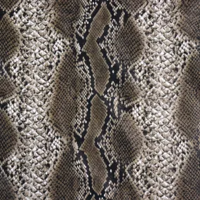 FS1157 Cobra Snake Skin Scale Texture Stretch Leather Feel PU Fabric Brown