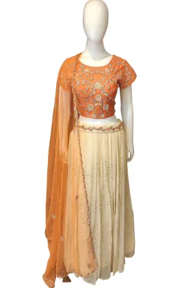 Georgette Lehenga Choli with Zari Nakshi, Dabka Work and Thread Work