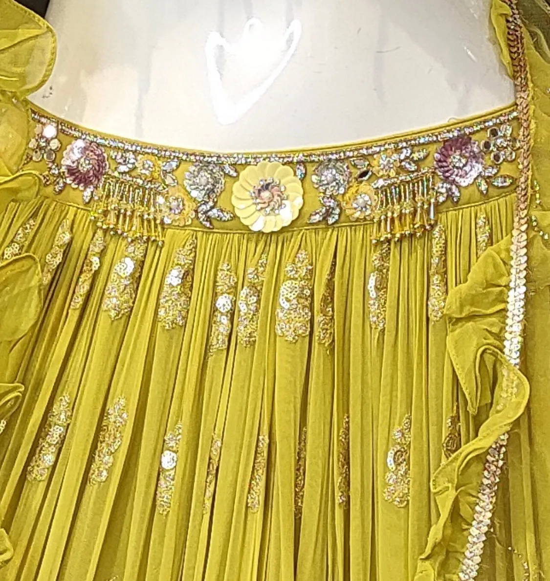 Georgette Lehenga Choli with Zari Work,Swarovski work and Hand Embroidery