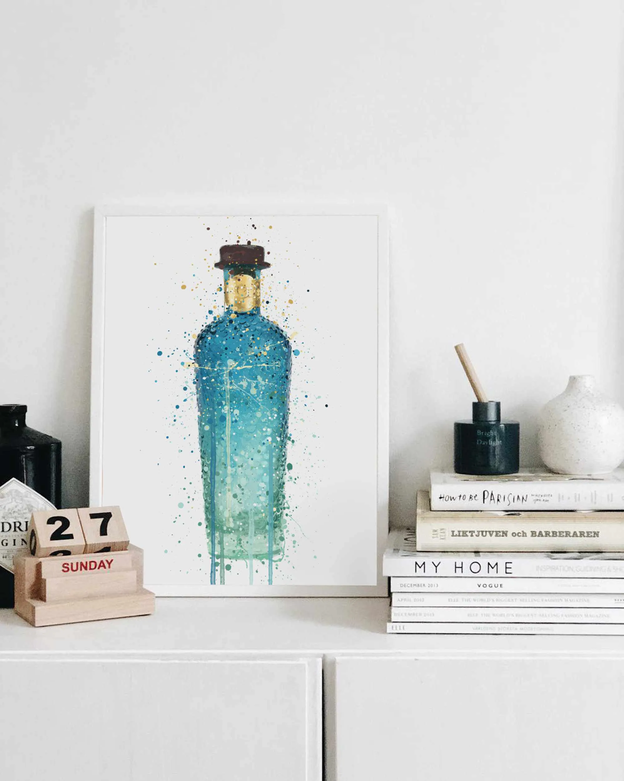 Gin Bottle Wall Art Print 'Atlantis'