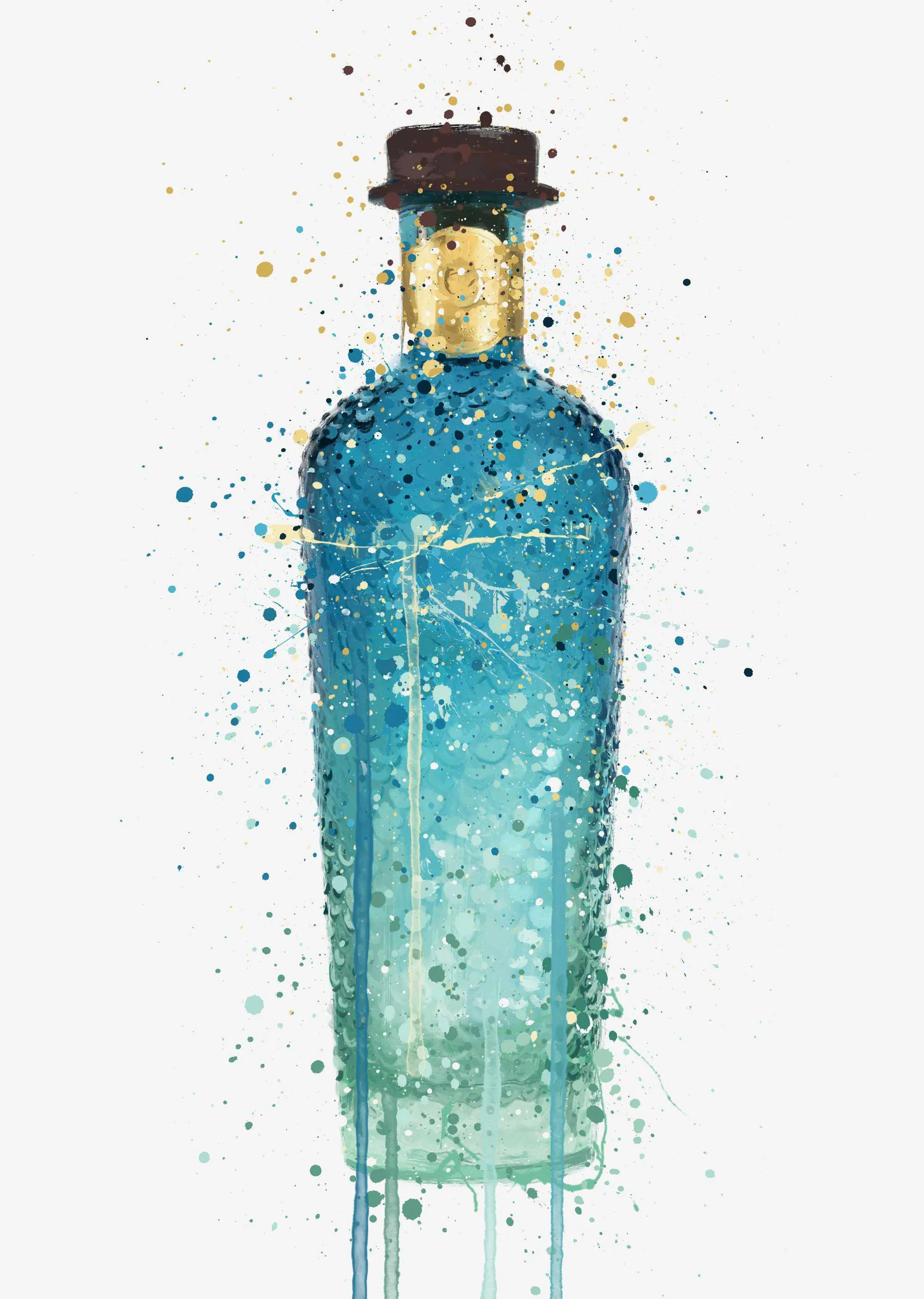 Gin Bottle Wall Art Print 'Atlantis'