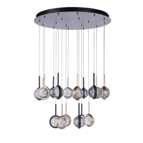 Glitzer 16 Light LED Chandelier - Matte Black & Aged Brass