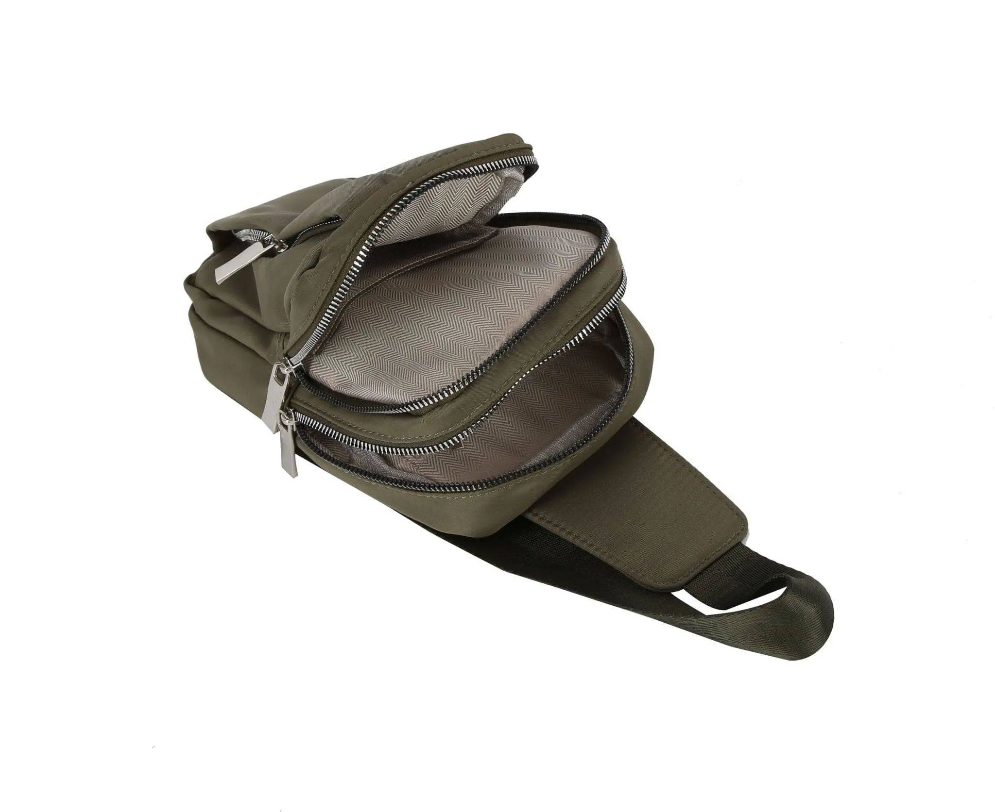 GLMA0098 Rena Double Zipper Nylon Sling Bag