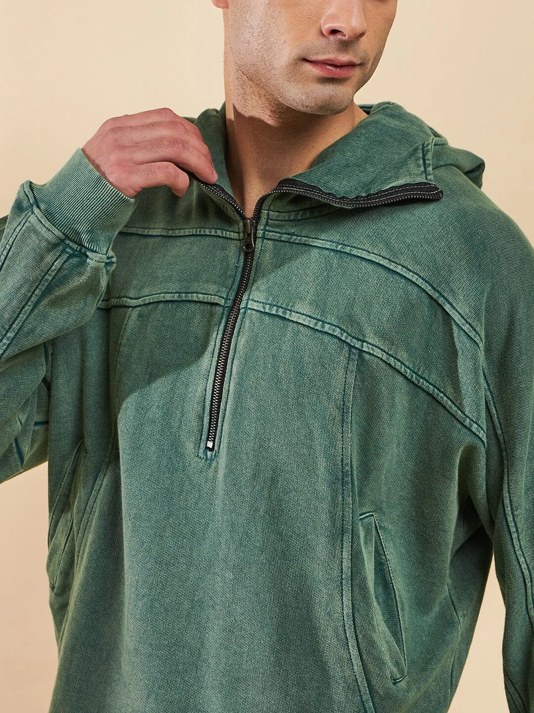 Green Washed Baggy Smugglers Hooded Sweatshirt