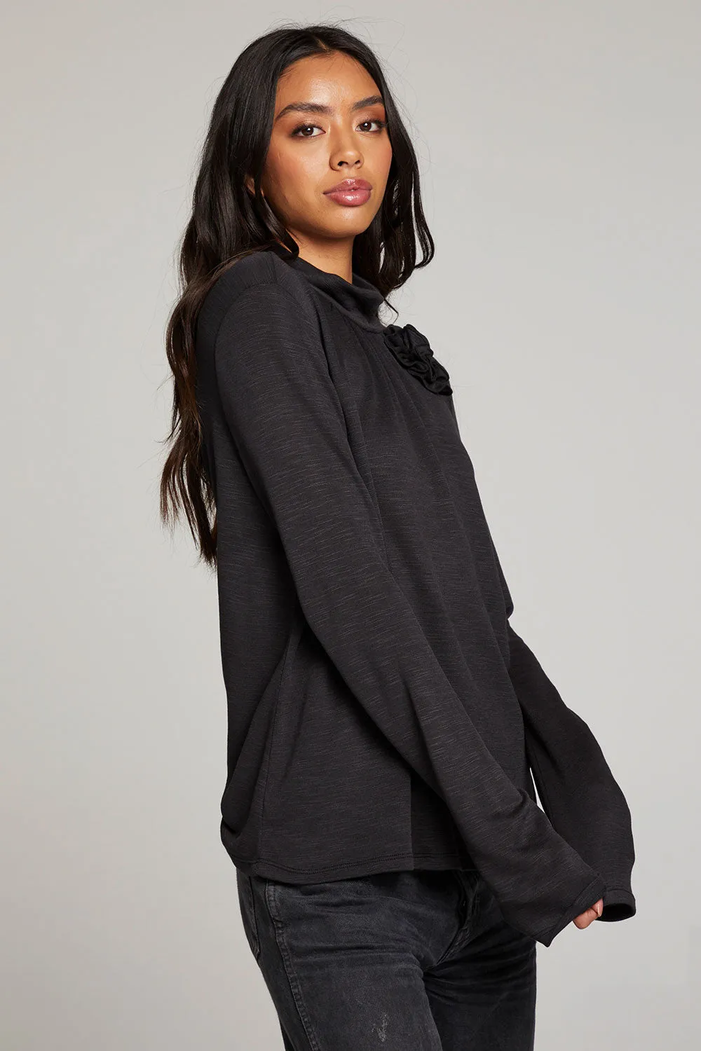 Stylish Hill Licorice Long Sleeve Top with Comfortable Fit