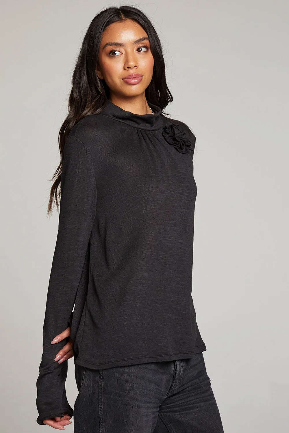 Stylish Hill Licorice Long Sleeve Top with Comfortable Fit