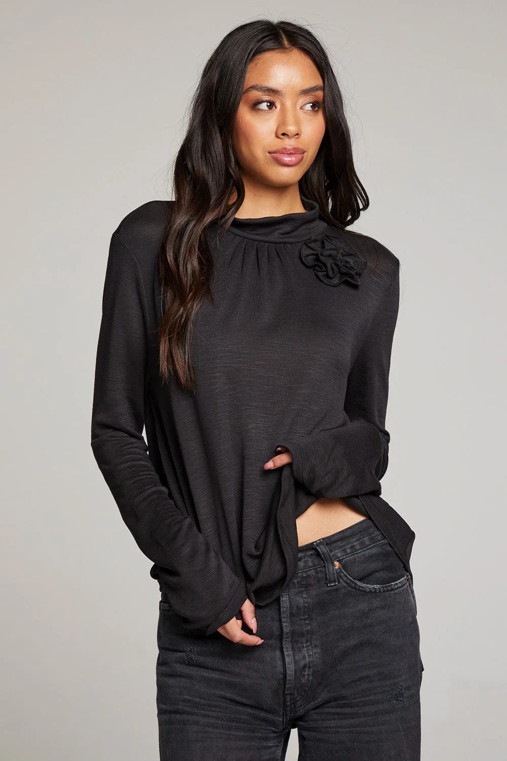 Stylish Hill Licorice Long Sleeve Top with Comfortable Fit