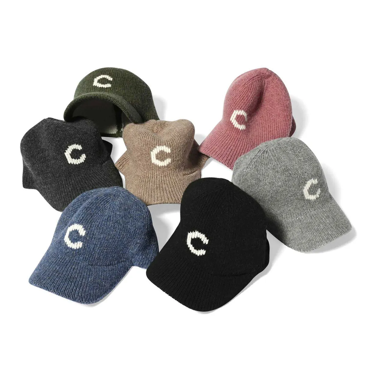 HOMEGAME - C LOGO KNIT Baseball Cap LIGHT GRAY【HG241403】