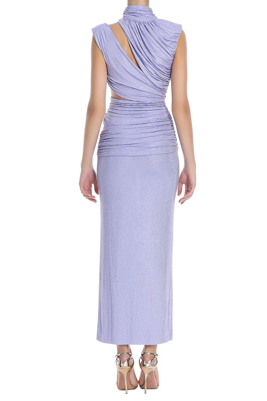 Hotfix Jersey Maxi Dress With Split Cut Outs