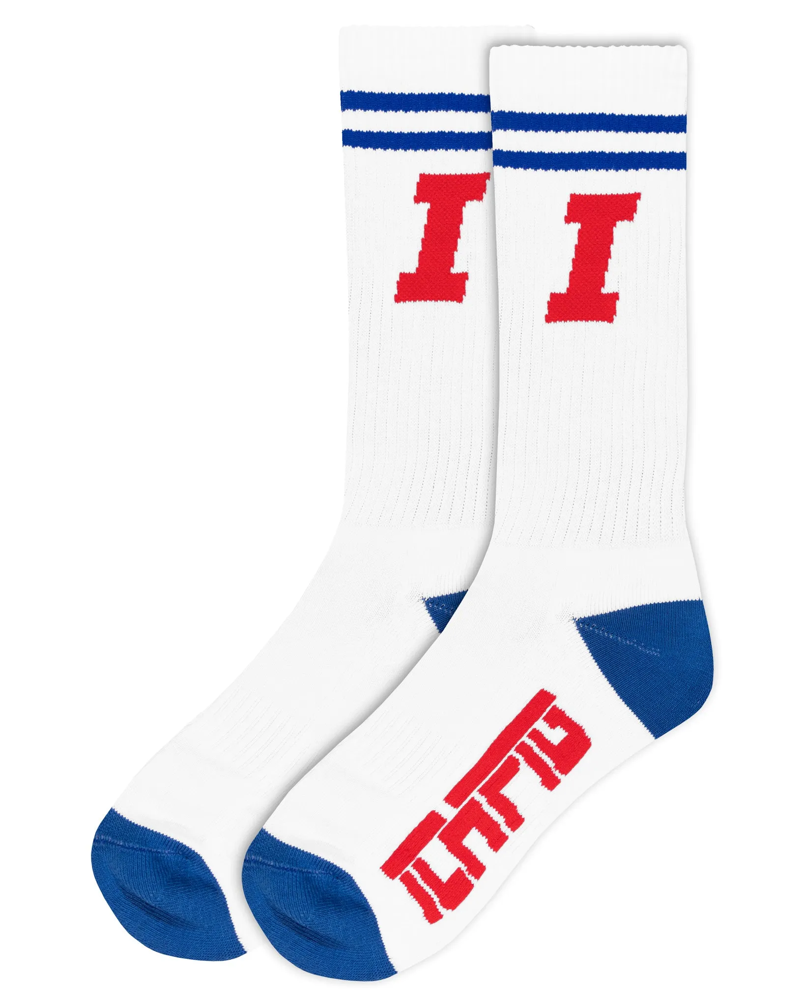 Icon Stripe Calf Socks - White / Royal