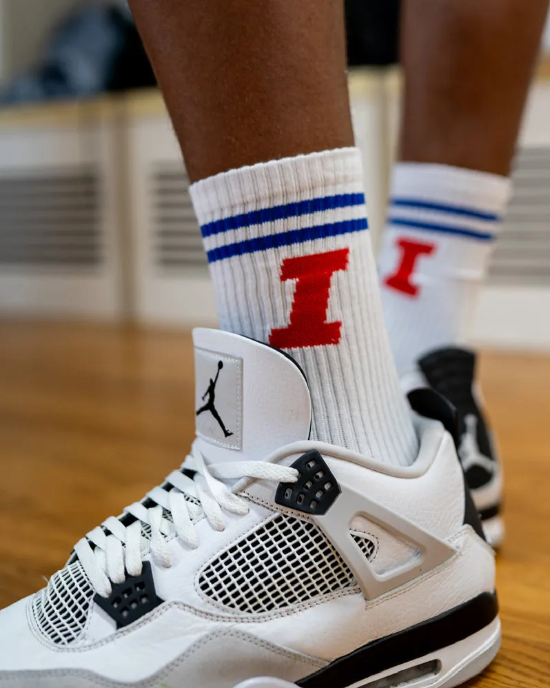 Icon Stripe Calf Socks - White / Royal