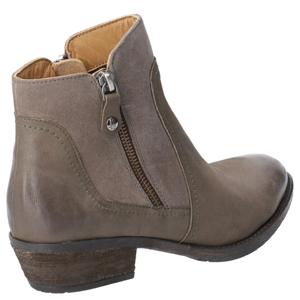 Khaki Isla Zip-Up Ankle Boots