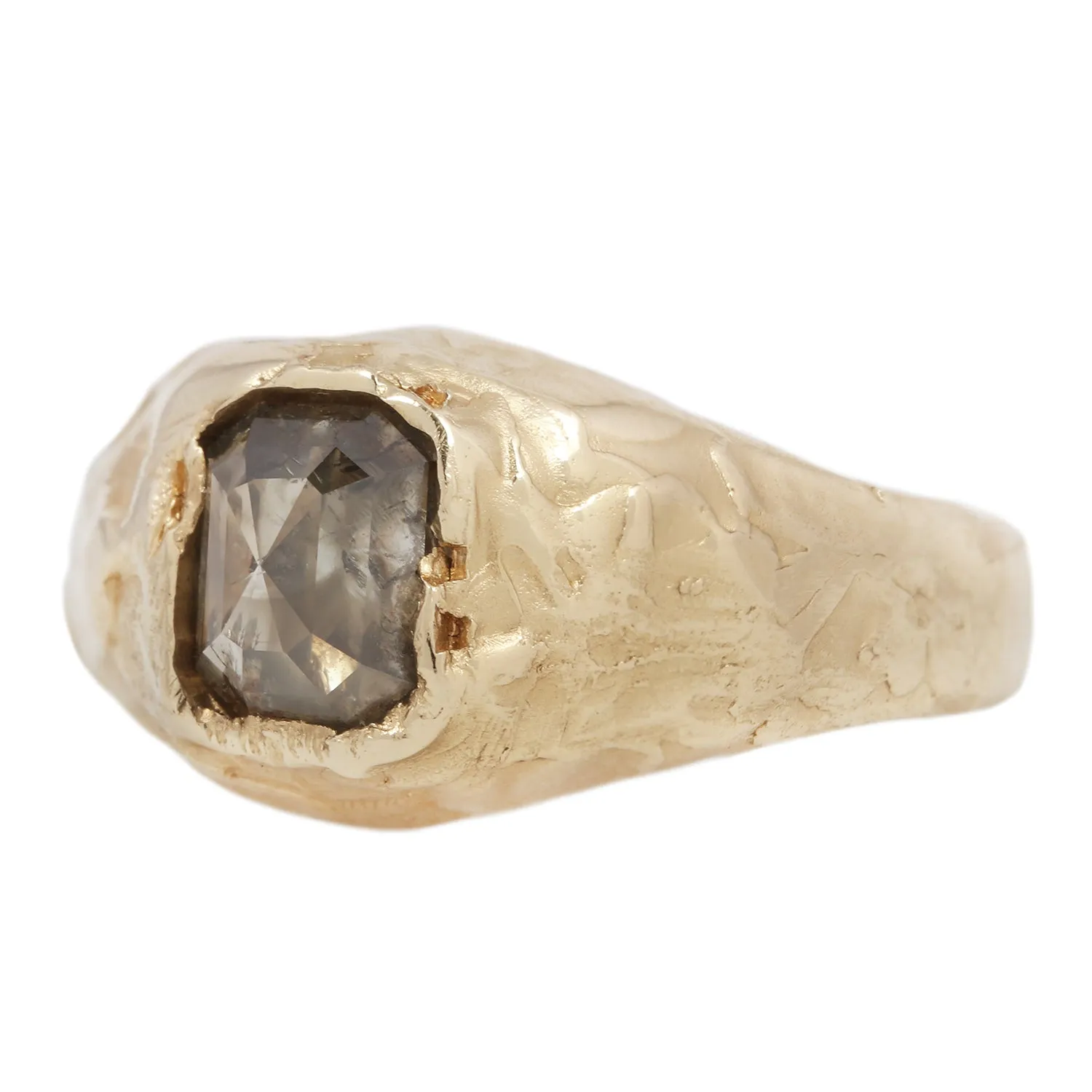 LX Gray Diamond Organic Signet Ring