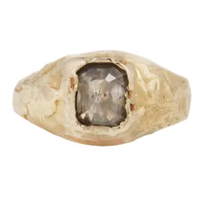 LX Gray Diamond Organic Signet Ring