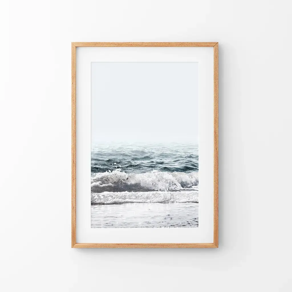 Minimalist Ocean Wall Art Print. Blue Waves, Foam