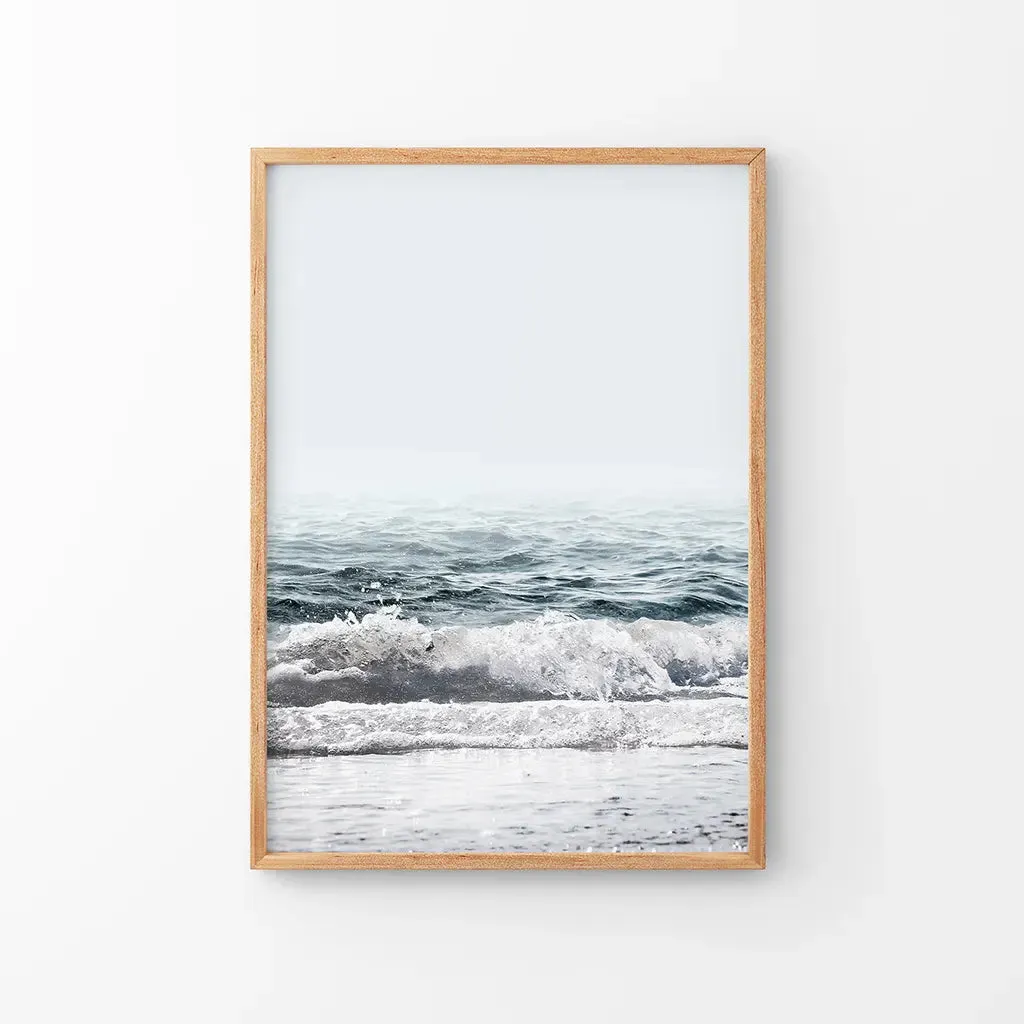 Minimalist Ocean Wall Art Print. Blue Waves, Foam