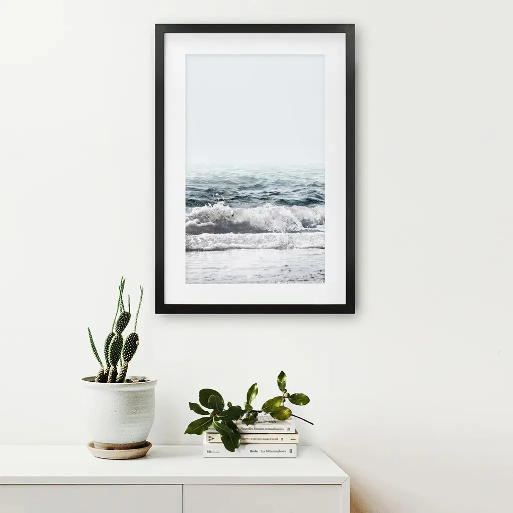 Minimalist Ocean Wall Art Print. Blue Waves, Foam