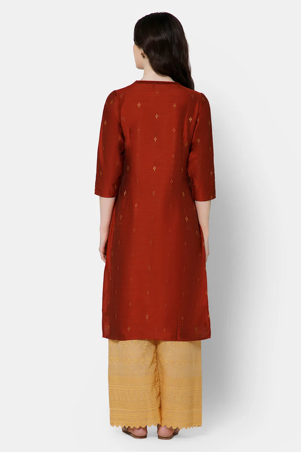 Mythri Women's Straight Ethnic kurta - Orange - KU63