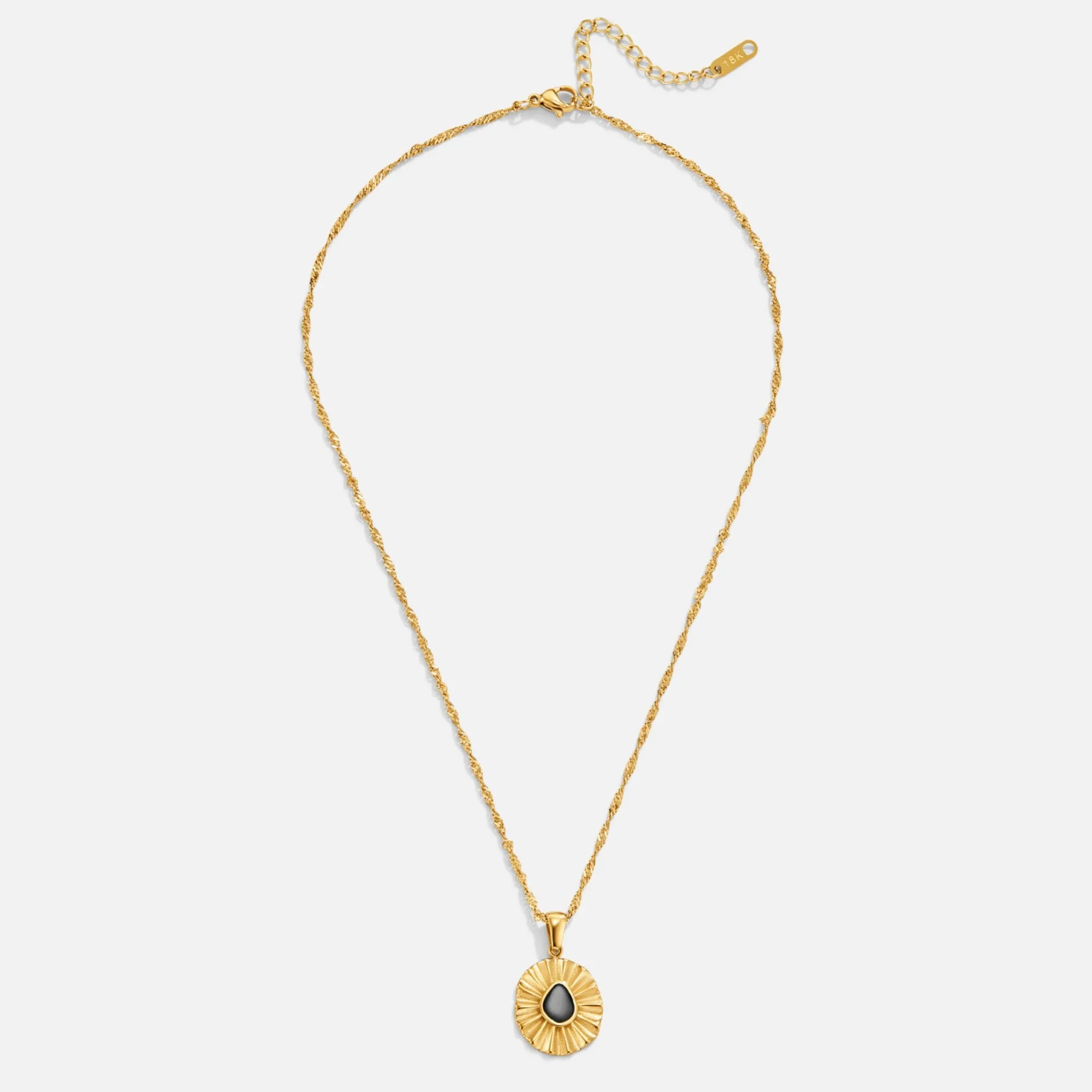 Onyx & Gold Coin Necklace