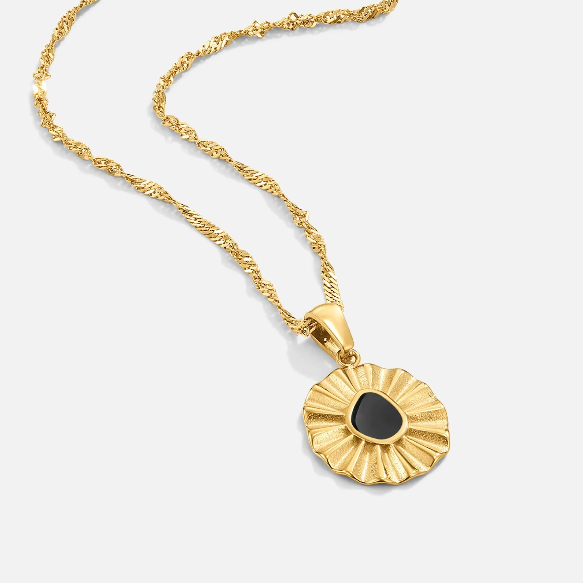 Onyx & Gold Coin Necklace